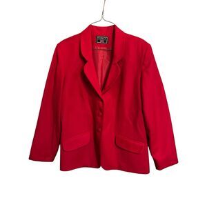Vintage Vinci Clothiers Women’s Size 12 Red 100% Wool Blazer Jacket Coat